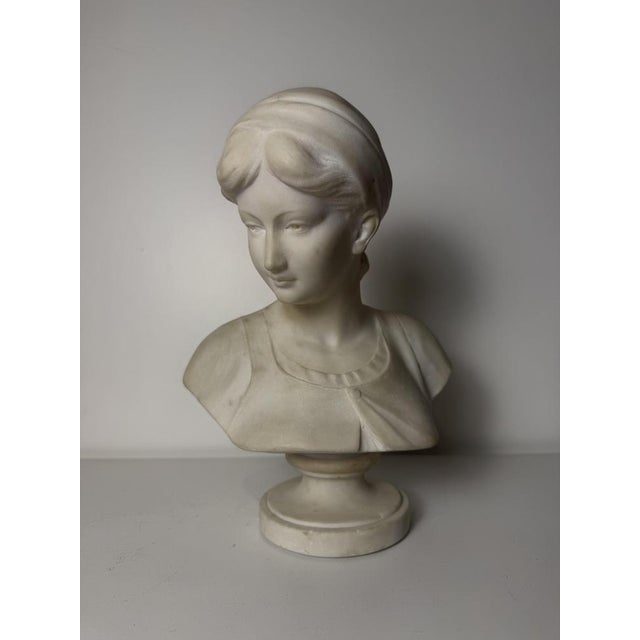 Sculpture Bust of Young Woman, 1800s, Marble For Sale - Image 3 of 15