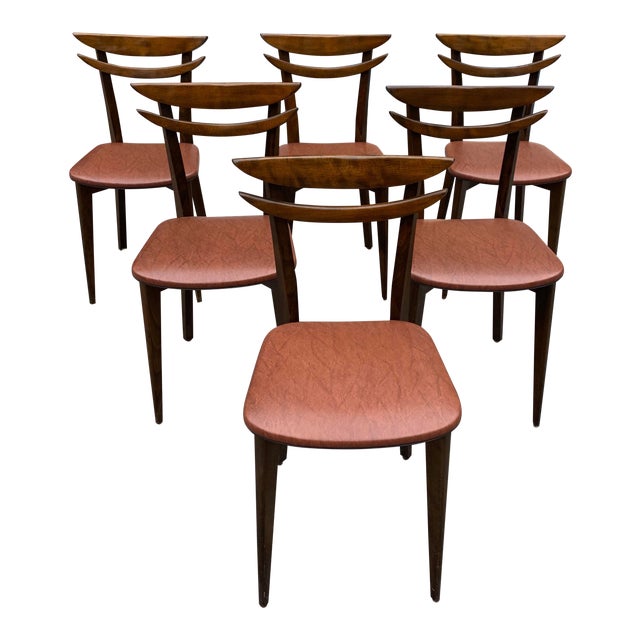 1940s Vintage French Art Deco Solid Mahogany Dining Chairs Set Of 6 Chairish