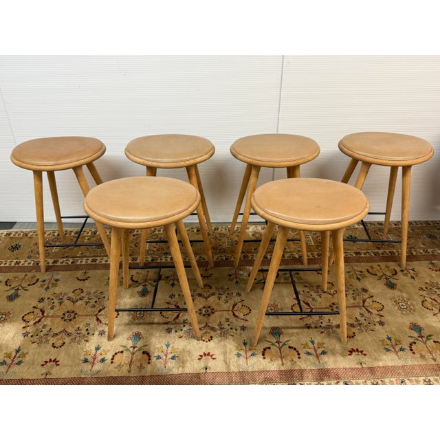 Space Copenhagen for Mater Soaped Oak Wood Counter Stools, Pair For Sale - Image 12 of 12