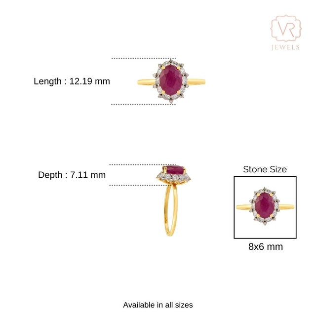 Mozambique 1.52ct Ruby & Diamond Statement Ring Size 5 in 14k Yellow Gold For Sale - Image 12 of 17