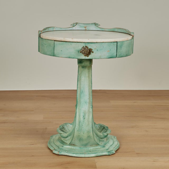 Pair of Italian Art Deco Marble Top Stands With Seashell Bases For Sale - Image 11 of 18
