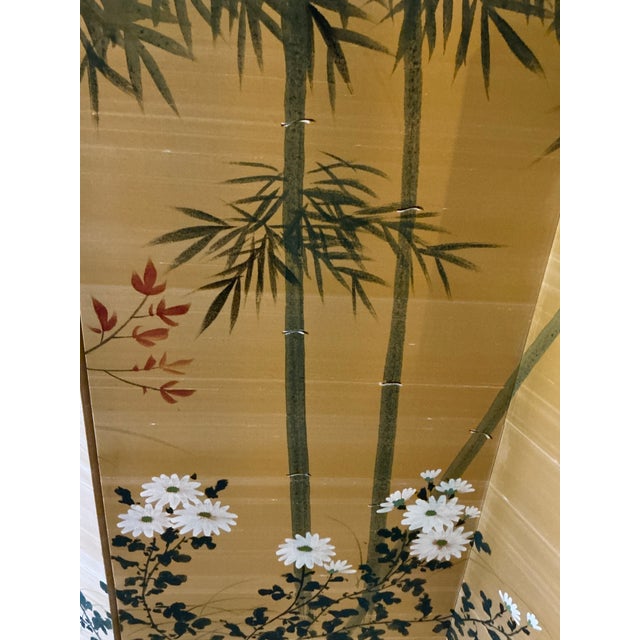 Japanese Stunning Japanese Four‑Panel Gilt Screen,Signed For Sale - Image 3 of 12