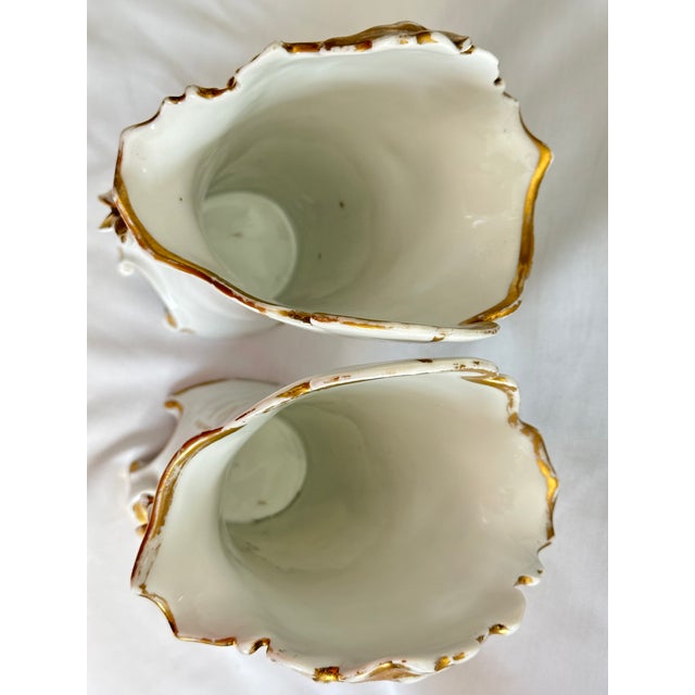 Late 19th Century Vieux Paris Porcelain Bridal Vases – 12.25" Tall, Late 1800s French Mantel Wedding Vases For Sale - Image 5 of 16