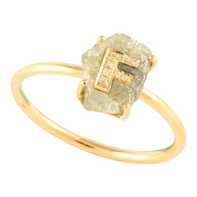 Modern Natural 1.02ct Diamond Ring Alphabet "F" Personalized (All Letters Available) For Sale