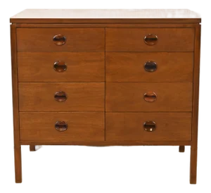 Edward Wormley for Dunbar Mid-Century Modern Walnut and Rosewood Eight-Drawer Chest, Circa 1960s