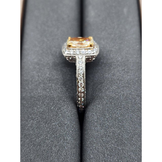 Early 21st Century 0.74 Ct Gia Certified Natural Yellow Diamond Ring Size 5.75 For Sale - Image 5 of 10