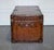 Vintage Hand-Dyed Brown Leather Lockable Storage Trunk For Sale - Image 13 of 16