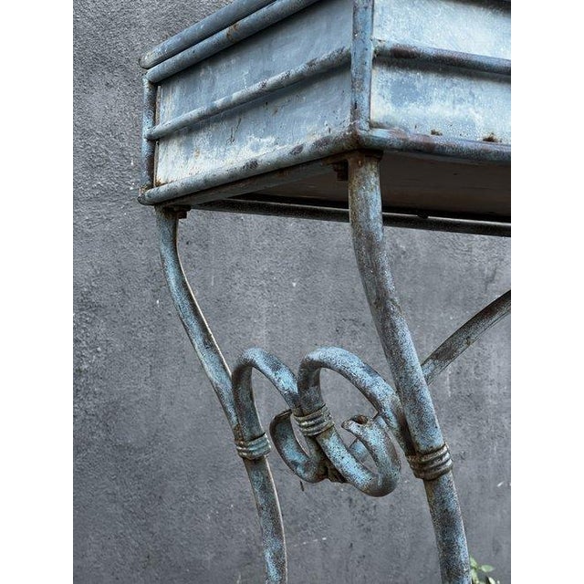 Vintage 1990s Arras Style Tall Weathered Metal Plant Stand For Sale - Image 10 of 11