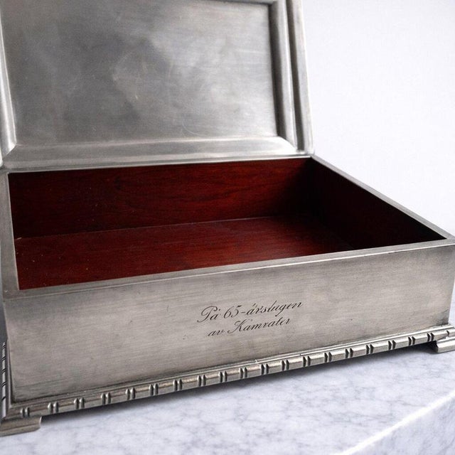 Swedish Art Deco Pewter Cigar Box from GAB Guldsmedsaktiebolaget, 1934 For Sale - Image 9 of 11