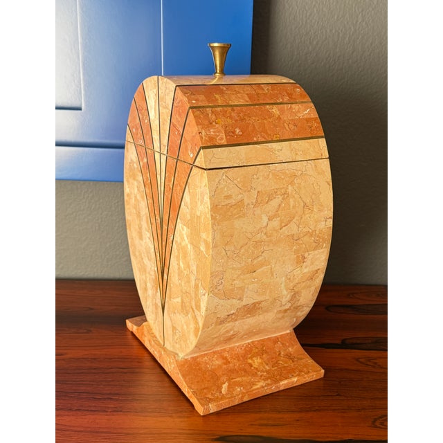 1970s 1970s Maitland - Smith Attributed Tessellated Pink Stone Box For Sale - Image 5 of 12