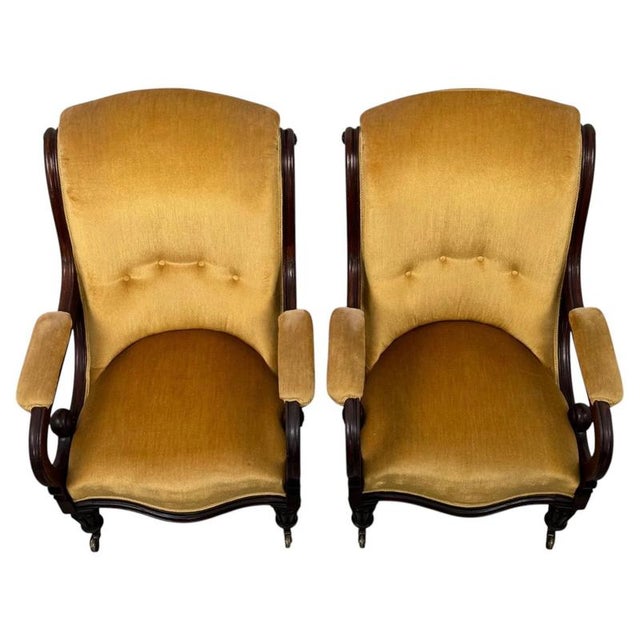 An elegant and increasingly scarce matching pair of 19th-century english william iv armchairs, beautifully crafted in...