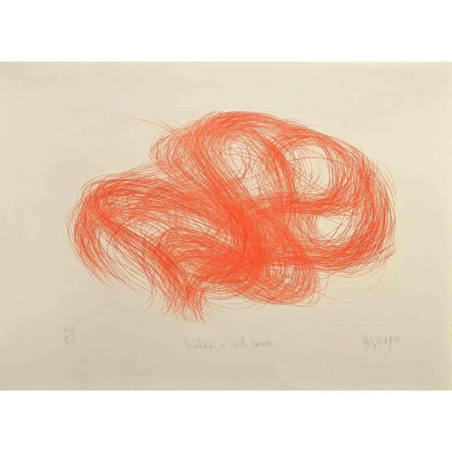 Printemps à mille cœurs is an artwork realized by the French artist Jean Messagier. Etching on paper, hand-signed on the...