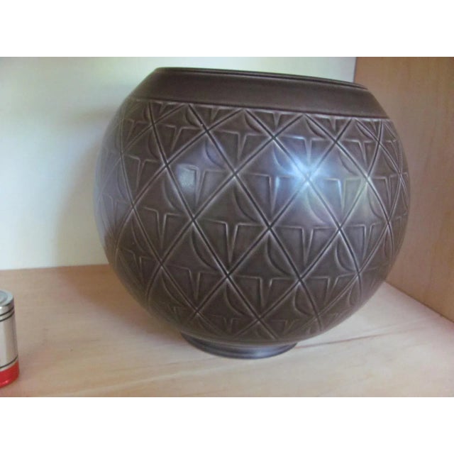 Brown Royal Copenhagen Round Vase Mid 20th Century Brown 9" Diameter For Sale - Image 8 of 10