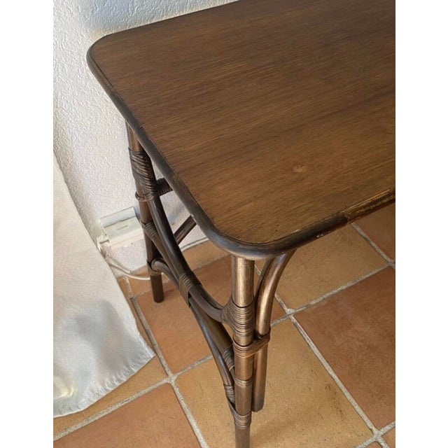 Brown Rattan Desk with 3 Drawers, 1950s For Sale - Image 8 of 17