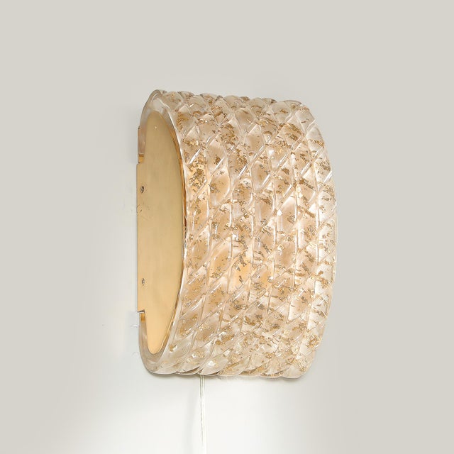 Pair of Modernist Hand-Blown Murano Braided Motif Glass Sconces W/ 24 Karat Gold For Sale - Image 13 of 18