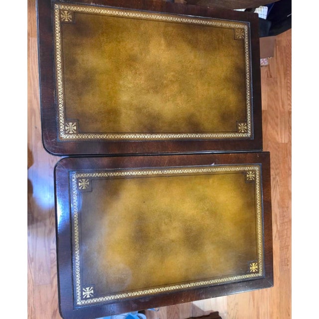 2000 - 2009 Stickley Pair Traditional Classics Series Two-Drawer Leather-Top Accent Side Table For Sale - Image 5 of 11