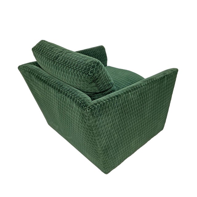 Kravet Kravet Denham Green Velvet Swivel Chair Upholstered in Brentano Graviata Evergreen For Sale - Image 4 of 8