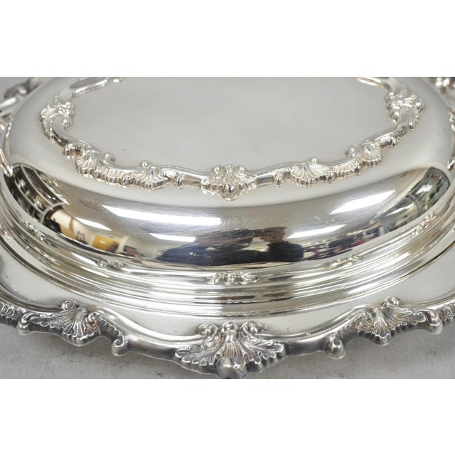 Metal Vintage Victorian Silver Plated Covered Vegetable Serving Dish With Glass Liner For Sale - Image 7 of 13