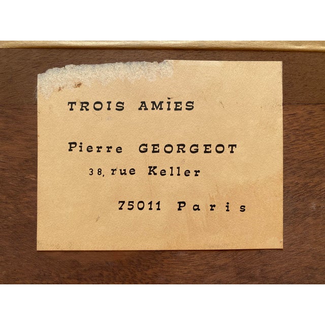 Pierre Georgeot Vintage 1970 Mid Century Modernist " Trois Aimes " Original Framed Paris Pop Art Oil Painting For Sale - Image 16 of 17