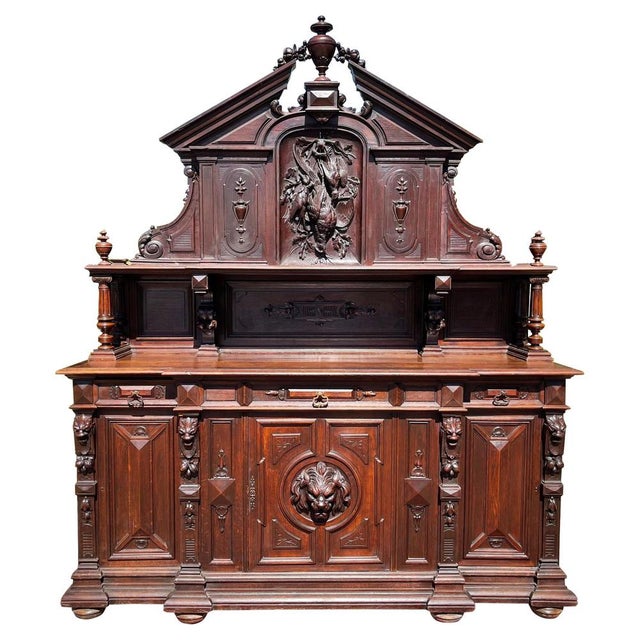 19th Century Renaissance Style Oak Hunting Buffet For Sale - Image 17 of 17