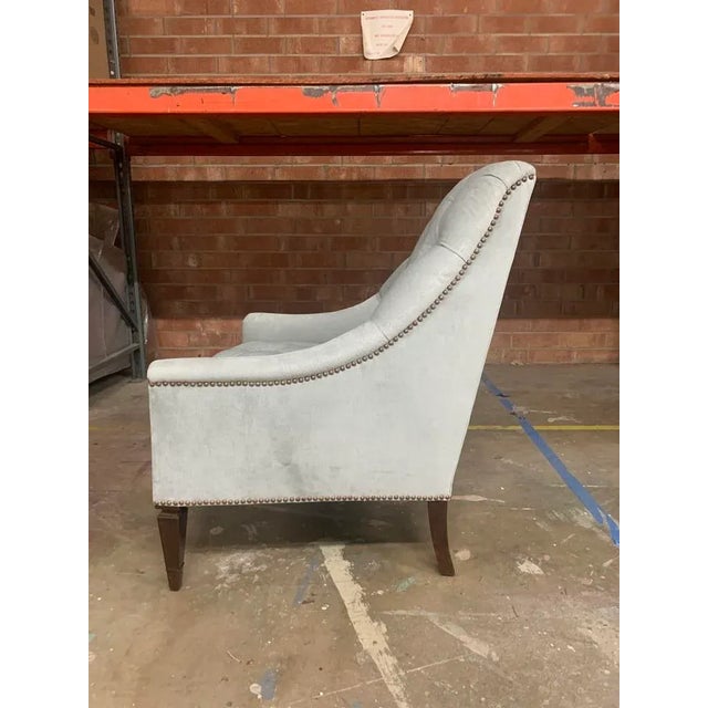 Caracole Transitional Accent Chair in Gray With Tufted Upholstery & Nailhead Trim For Sale - Image 9 of 9