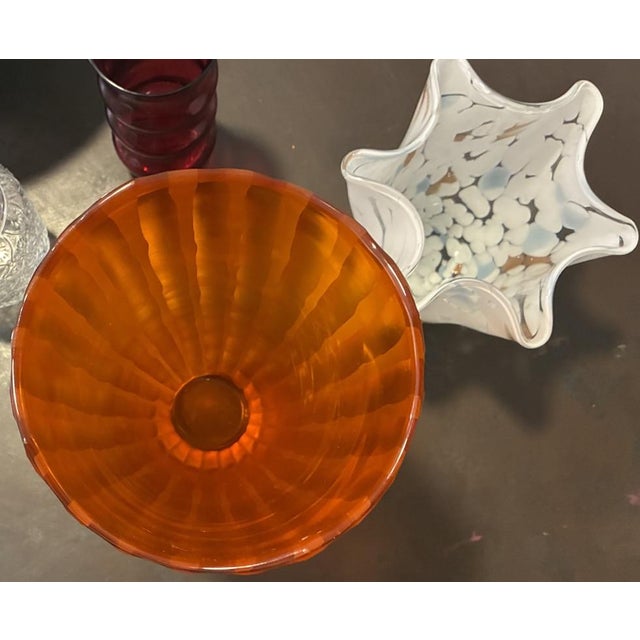 Mid-Century Cased Art Glass Vessel (C. 1970) – Tangerine & Clear For Sale - Image 4 of 6