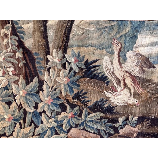 Traditional Antique Verdure Tapestry – Large Bird & Prey Scene For Sale - Image 3 of 10