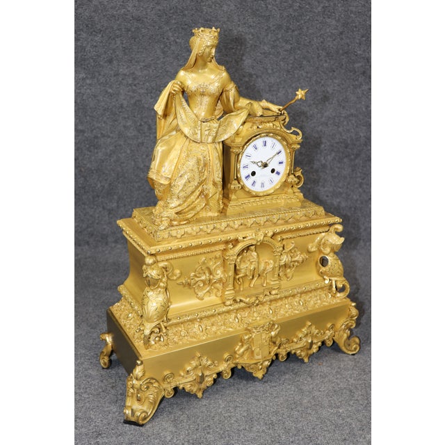 Bronze Antique French 19th C. English Style Mantle Clock by Guenee For Sale - Image 8 of 17