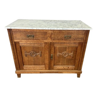 Antique French Marble Top Oak Sideboard For Sale