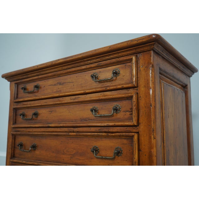 1990s Italian Style Distressed Finish 7 Drawer High Chest For Sale - Image 10 of 15