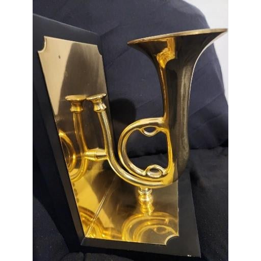 Mid 20th Century Sarreid Ltd. Limited Edition Solid Brass Trumpet Sculptural Bookends - Pair For Sale - Image 11 of 16