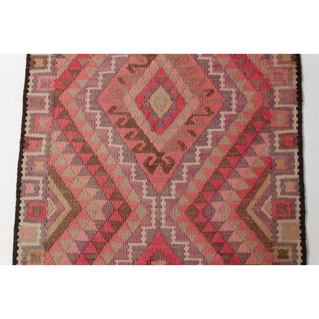 Apricot Mid 20th Century Handwoven Earth Tone Kilim Runner For Sale - Image 8 of 10