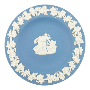 Mid 20th Century Blue Wedgwood Jasperware Trinket Dish With White Relief, England