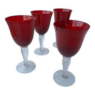 Vintage Red Wine Glasses or Goblets- Set of 4 For Sale