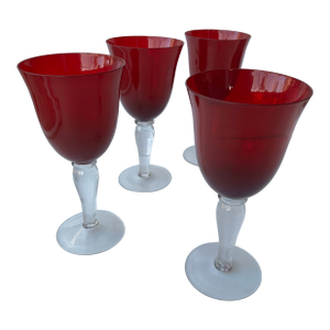 Vintage Red Wine Glasses or Goblets- Set of 4