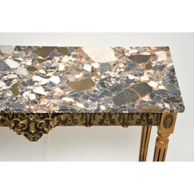 1930s Vintage French Console Table in Gilt Wood with Marble Top, 1930 For Sale - Image 5 of 8