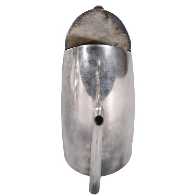 Wood 2 Pc. Postmodern Silver-Plate Coffee Tea Pot Set Made in Italy by Sabittini C 1980's For Sale - Image 7 of 13