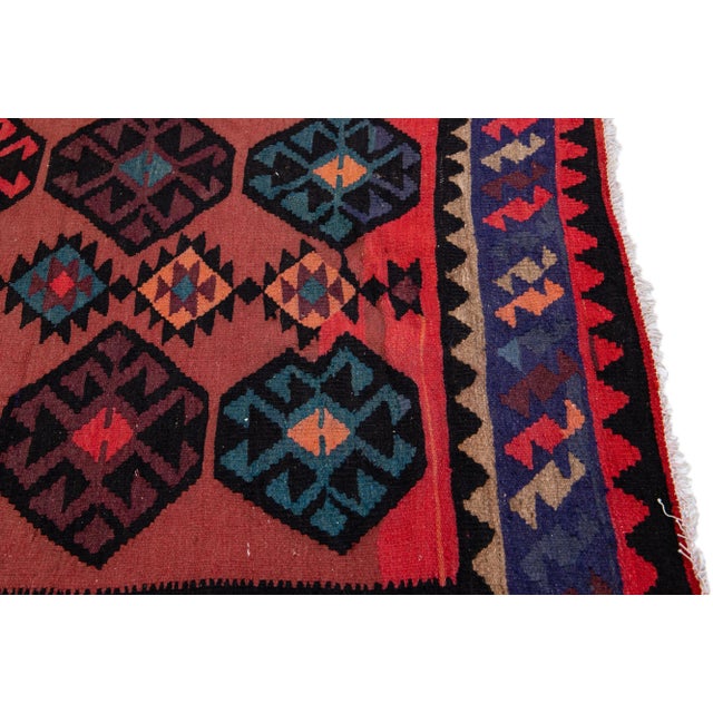 1960s Vintage Turkish Kilim Red Handmade Tribal Wool Rug For Sale In New York - Image 6 of 8