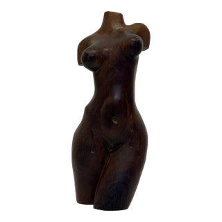 Hand Carved Female Torso Sculpture, 1960s For Sale