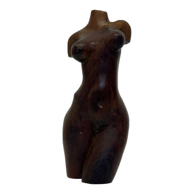 Hand Carved Female Torso Sculpture, 1960s For Sale