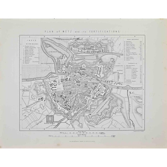 Plan of Metz and its Fortifications is a map realized by R. Walker. Lithograph, printed in 1872 by Milliam Mackenzie,...