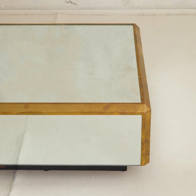 French Mirror + Brass Square Coffee Table, 1970s For Sale - Image 10 of 11