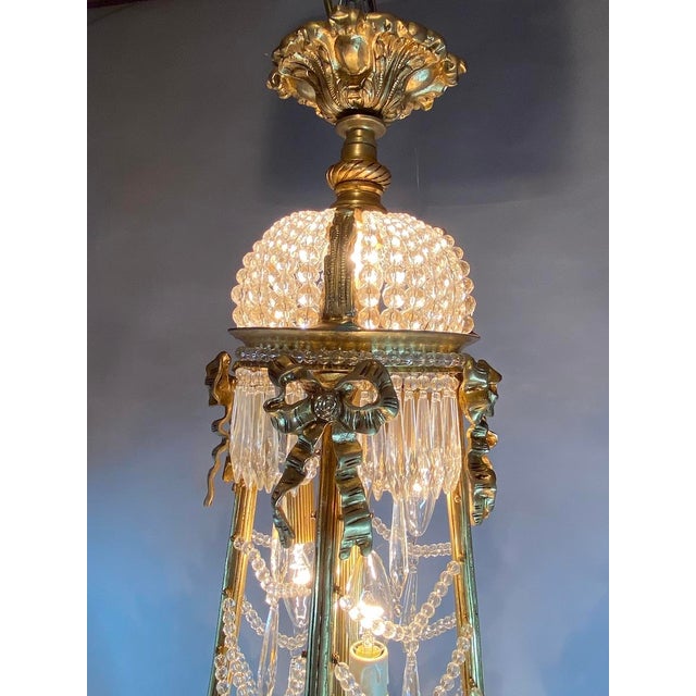1860s French Empire Gold Bronze Crystal Chandelier For Sale - Image 16 of 18