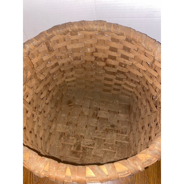 Antique American Hand-Woven Splint Wood Gathering Basket For Sale In Miami - Image 6 of 10