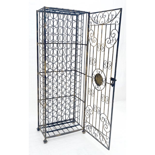 Very Large 96 Bottles Cage Shape Wine Rack Locker Wrought Iron For Sale - Image 11 of 15