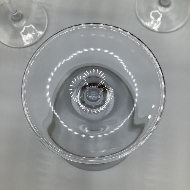 Metal 1970s Platinum Dot Banded Martini Glasses by the Cellar of New York - Set of 5 For Sale - Image 7 of 12