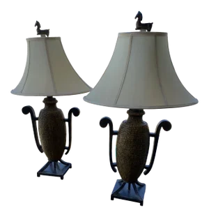 1980s Uttermost Trojan Horse Style Lamps - a Pair
