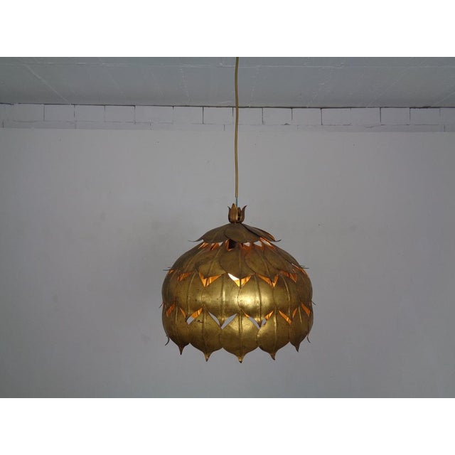 Large Golden Lotus Ceiling Lamp from Hans Kögl, Germany, 1960s For Sale - Image 18 of 18