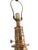 Hollywood Regency Vintage Brass & Black Column Table Lamp With Square Base & New Ivory Shade For Sale - Image 3 of 7
