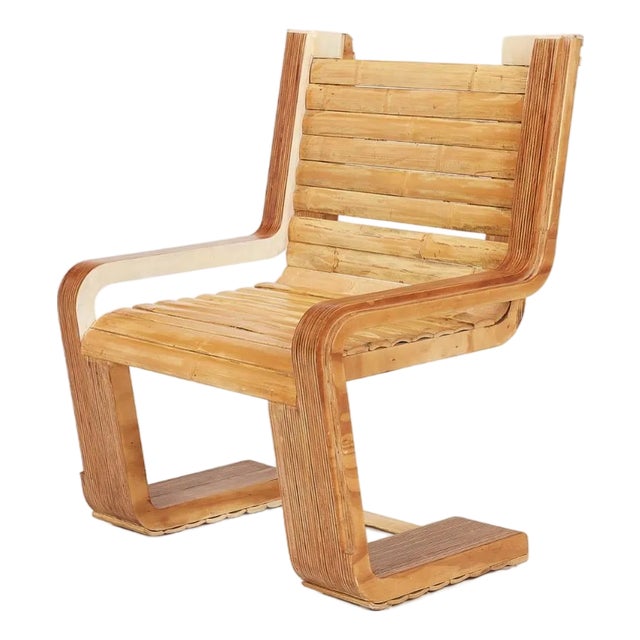 1970s Japanese Wood Lounge Chair For Sale